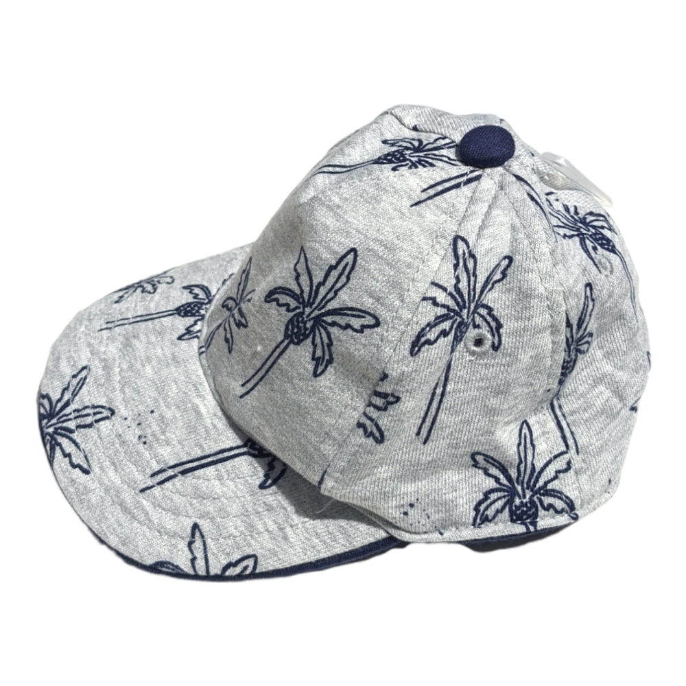 Gymboree Baby 0-6m Grey/Blue Palm Tree Hat w/ Elastic Back